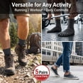 thumbnail image 7 of 5 Pairs Dark Gray Men's Cotton Five Finger Crew Socks, Breathable Athletic Running Toe Socks One Size Fits Most US 6-14, 7 of 7