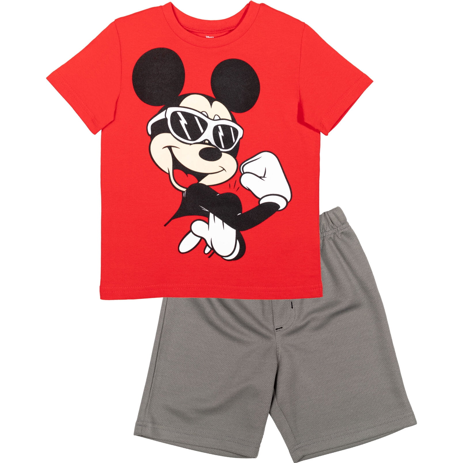 Disney Mickey Mouse Little Boys T-Shirt Tank Top and Mesh Shorts 4 Piece Outfit Set Infant to Little Kid