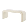thumbnail image 5 of Modern U-Shaped Teddy Ottoman Set of 3 with Soft Beige Canvas 44 " and 18 " Stools Perfect for Living Room Footrest or Entryway, 5 of 6