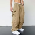 thumbnail image 6 of Parachute Cargo Pants for Men Loose Fit Baggy Sweatpants Casual Pant with Pocket Outdoor Drawstring Trousers, 6 of 7