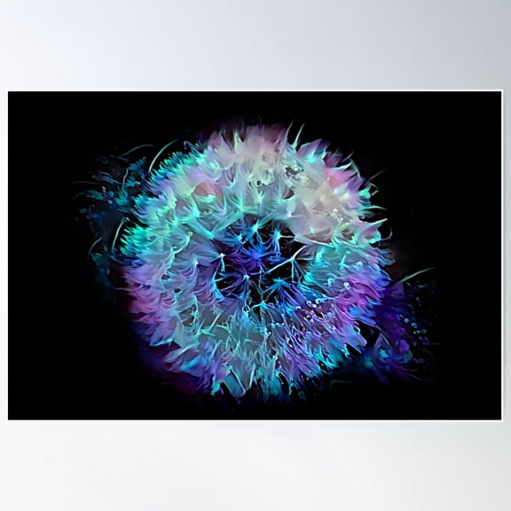 Blacklight Abstract: Dandelion Poster Wall Art, Modern Wall Decor For Living Room Bedroom, 8x12 UNFRAMED