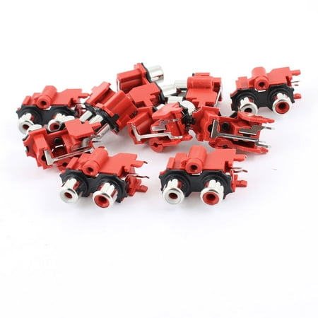 Unique Bargains PCB Mount AV Concentric Outlet 2 RCA Female Socket Black Red Board 10pcs price history on PriceWatchPro