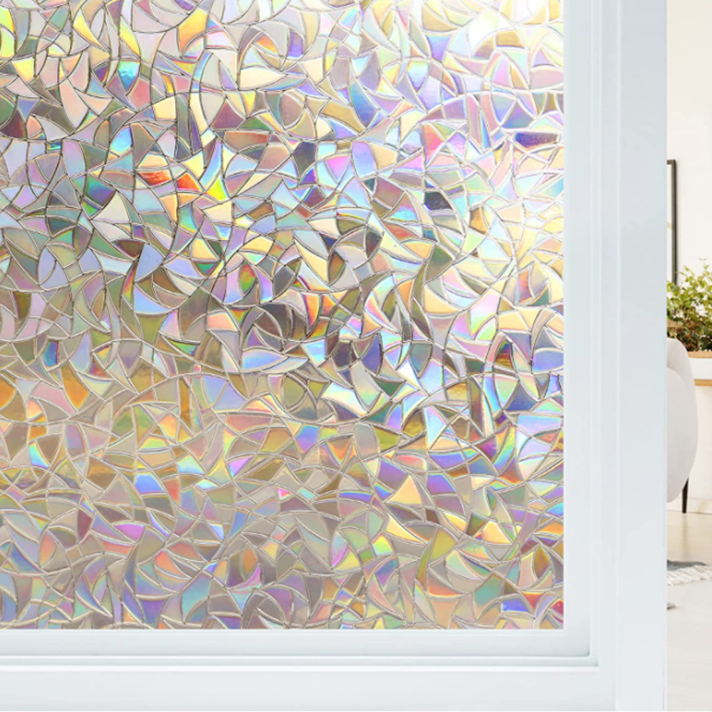 Kcysta Rainbow Window Clings,3D Decorative Window Vinyl,Stained Glass Window Decals 44.5*300cm