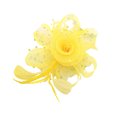 thumbnail image 2 of Minnieouse Hermoso detalle flor pluma diadema tocado mujeres flor malla plumas clip único Accesorio para el cabello amarillo, 2 of 6