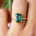thumbnail image 4 of Emerald Ring, 925 Sterling Silver Ring, Gold Band Plated, Octagon Emerald Ring, Women Ring, Green Gemstone Ring, Crystal Ring, Gift For Her,, 4 of 4