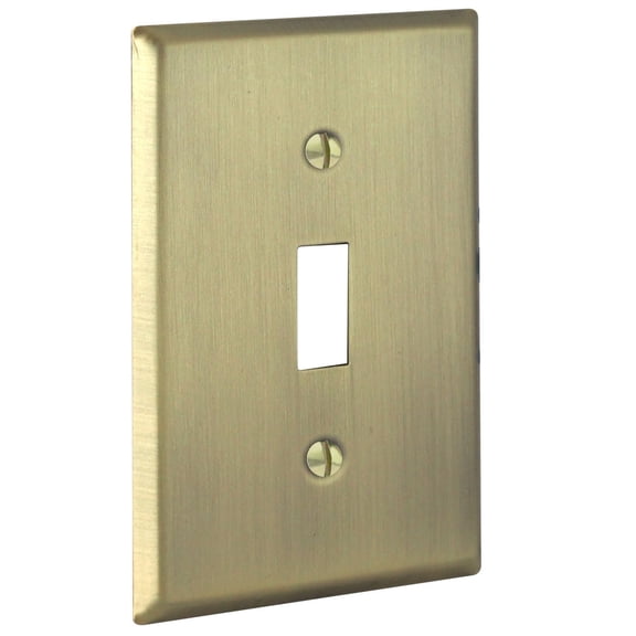 Rio Salto Signature Collection Real Brass Toggle Flip Switch Wall Plates 1-Gang Standard Size Antique Vintage Brass Gold Light Switch Cover Outlet Cover 4.5" x 2.75"