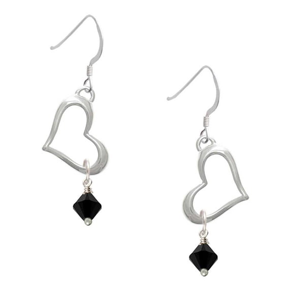 Delight Jewelry Black Crystal Bicone Open Heart French Earrings