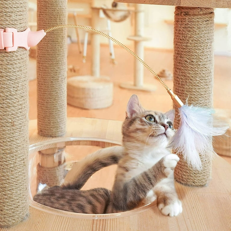 1pc Yellow Cat Puzzle Feeder Toy, Combination Of Cat Wand, Cat