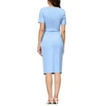 thumbnail image 3 of INSPIRE CHIC Women's Sheath Dress with Belted Button Decor Short Sleeve 2026 Pencil Dress 2XL Blue, 3 of 5