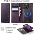 thumbnail image 2 of Compatible con Funda Billetera Desmontable para iPhone 16 Pro Compatible con Magsafe, Soporte para Tarjetero con Bloqueo RFID y Tapa de Cuero PU 2 en 1 Funda Magnética a prueba de Golpes, 2 of 9