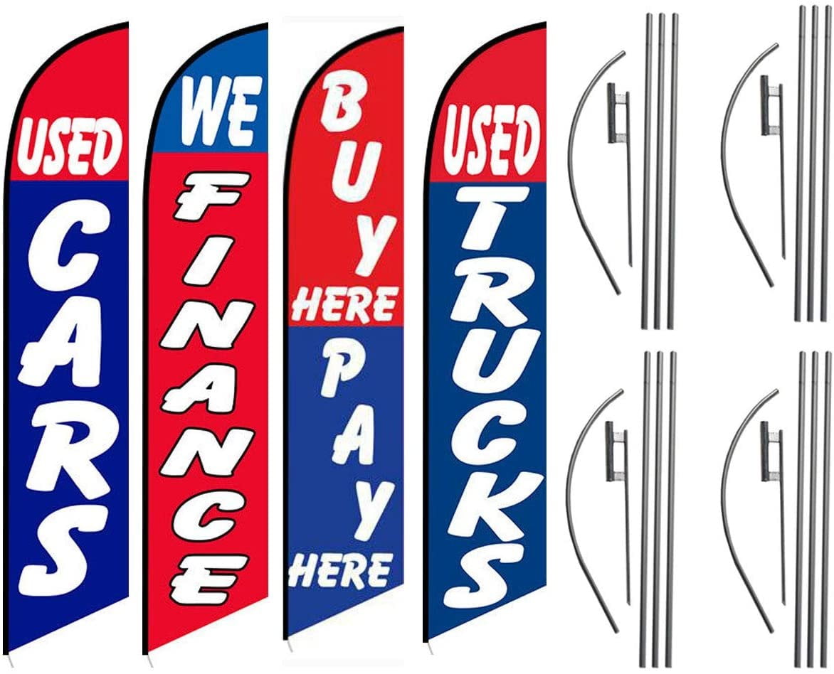 Automotive Dealership Swooper Flag Kits Tall Flags for Car Lots Advertising Sign 