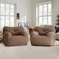 thumbnail image 4 of Bean Bag Chair, Filled Beanbag Chair for Living Room, Stuffed Beanbag Chairs, Comfy Bean Bag Chairs with Filling (Teddy Fabric in Coffee Set of 2, 39.37" D×37" W×27.56" H), 4 of 18