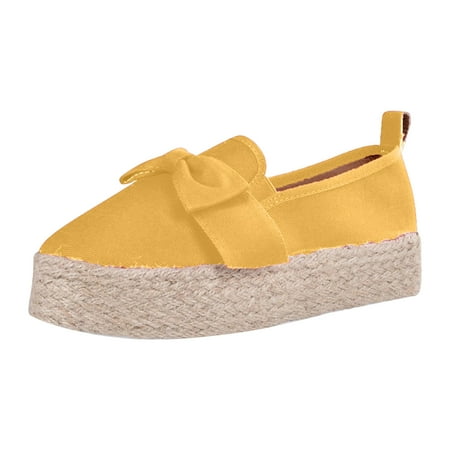 

Bnwani Sandals Shoes for Women Women s Solid Casual Asakuchi Butterfly Knot Sponge Cake Fashion Shoes Yellow 9