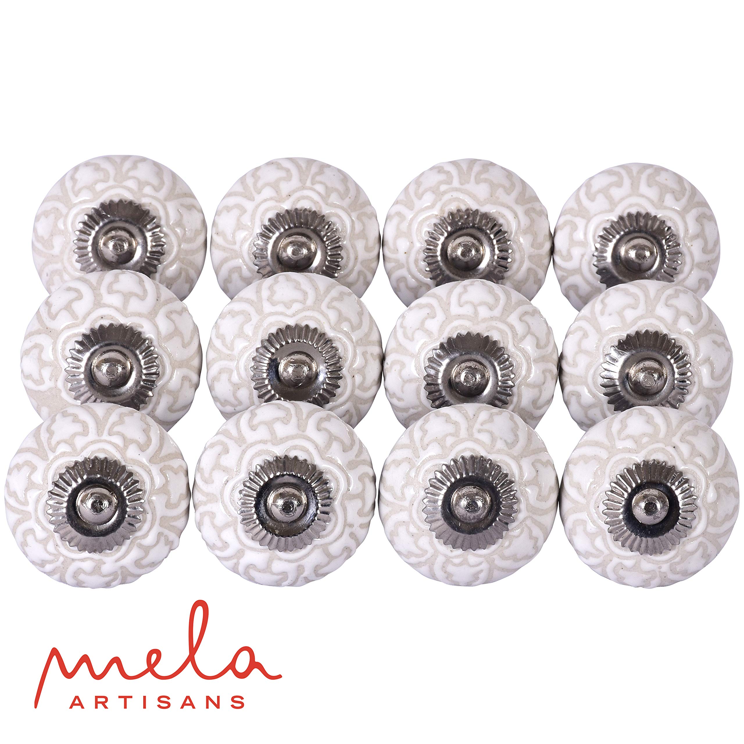 Mela Artisans 12-Pack Ceramic Kitchen Cabinet Knobs - Sweet Pea White
