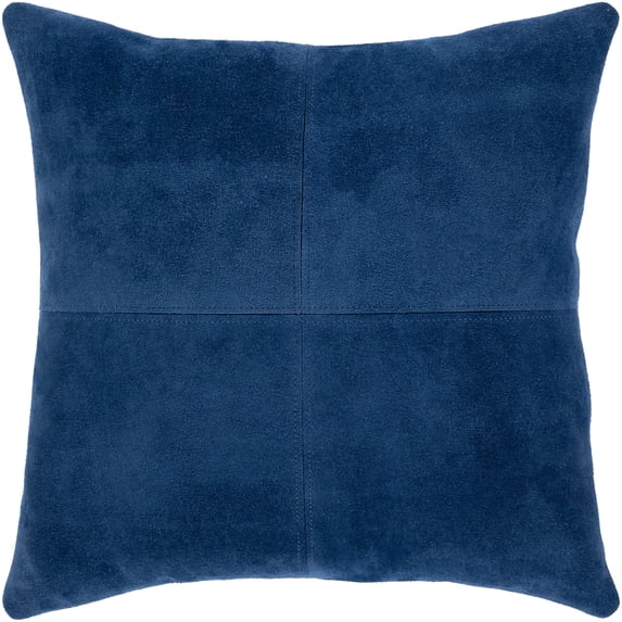 Surya Manitou Leather And Cotton Pillow Cover With Dark Blue Finish MTU001-2020