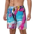 thumbnail image 1 of Bingfone Tropical Flamingo Summer for Men's Double Layer Swimming Trunks with Lining, Drawstring Style with Pockets Beach Shorts Men's Swimsuit-3X-Large, 1 of 6