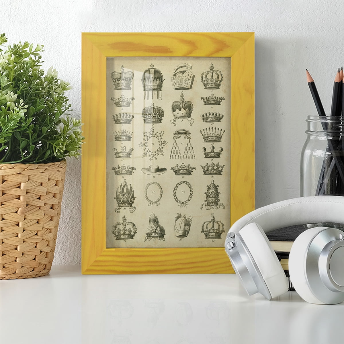 Heraldic Crowns & Coronets III -Framed Print w/glass-Sunflower Yellow