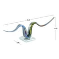thumbnail image 3 of 20" x 6" Multi Colored Glass Wave Abstract Sculpture with Clear Base, by DecMode, 3 of 9