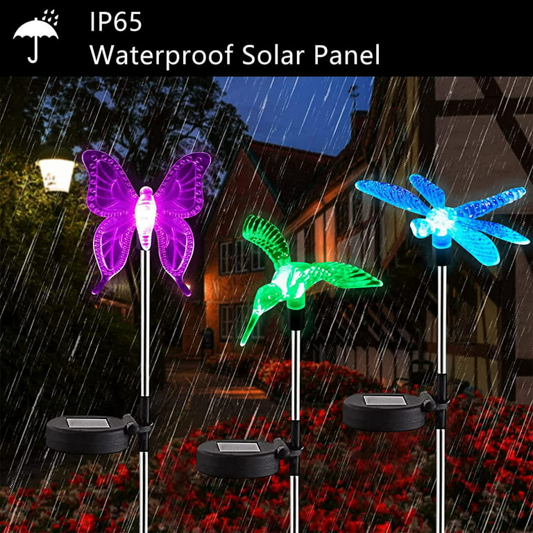 3/6Pack RGB Decor Landscape Lamp LED Solar Light Hummingbird Butterfly  Dragonfly