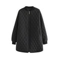 thumbnail image 2 of Jinhomg Plus Size Womens Puffer Coats Casual Loose Full Zip Down Jacket Fall Winter Warm Cozy Mid Length Long Sleeve Outerwear with Pockets Sales Today Clearance Women Black XXXXXXL, 2 of 4