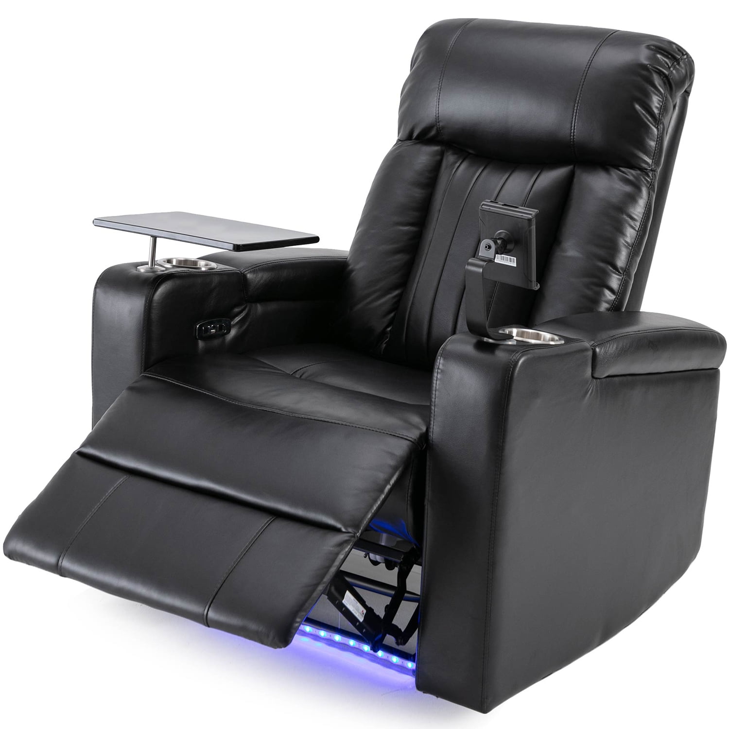 Kadyn Power Motion Recliner, Modern Recliner Chair with USB Charging Port and Hidden Arm Storage, PU Power Motion Recliner with 2 Convenient Cup Holders Design, Black Kadyn Power Motion Recliner, Modern Recliner Chair with USB Charging Port and Hidden Arm Storage, PU Power Motion Recliner with 2 Convenient Cup Holders Design, Black