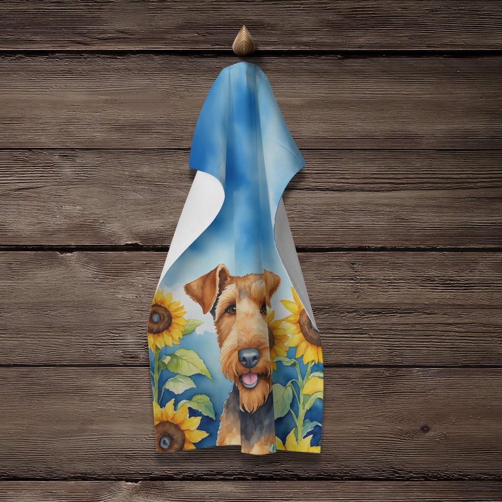 Carolines Treasures DAC6002KTWL 25 x 15 in. Airedale Terrier in Sunflowers Kitchen Towel
