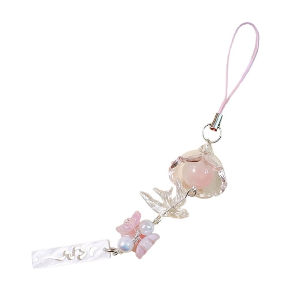 Bird Winds Bells Phone Strap Handmade Beaded Phone Charm Unique Flower Pendant Present for Stylish Women and Art Lovers