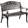 thumbnail image 3 of Dextrus 39.4" Patio Garden Bench, Anti- Rust Cast Iron Cast Aluminum Frame for Outdoor Garden, Balcony, Backyard, Entryway, Hammered Bronze, 3 of 8