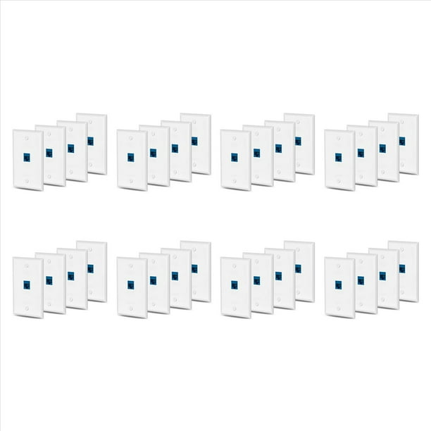 32X Salida de Placa de Pared Ethernet Cat6 1 Puerto RJ45 Red Hembra una Hembra Acoplador de Pared Placa de Enchufe y Azul