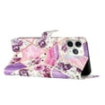 thumbnail image 5 of Allytechgroup Pattern Wallet Flip Case for iPhone 12 Pro / 12 6.1", Premium PU Leather Kickstand Card Slots Cover Case with Wrist Strap Magnetic Clasp Shockproof Anti-Scratch Case, Purple Flower, 5 of 8