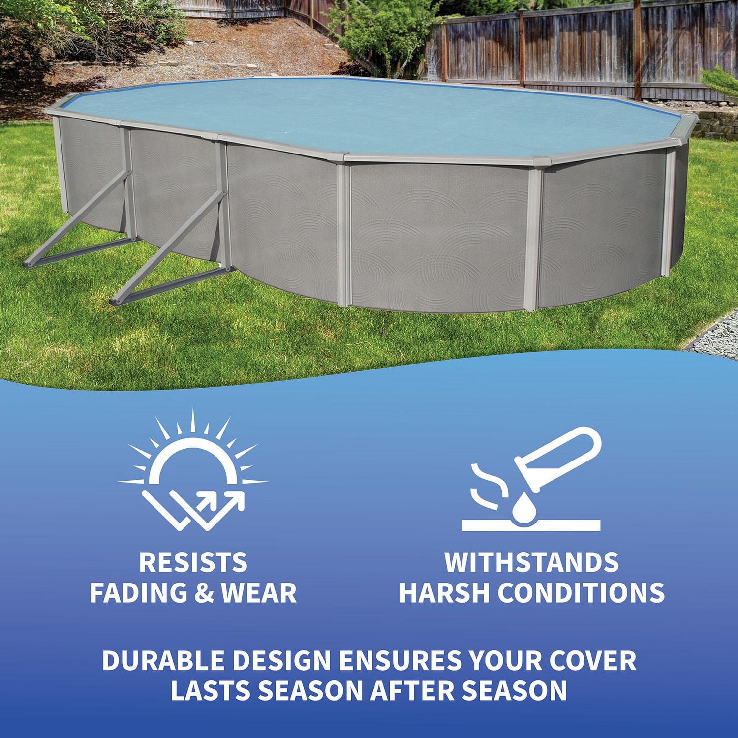 Toile solaire Blue Wave ovale de 12 mm pour piscine hors-terre - Transparente