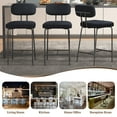 thumbnail image 3 of HomeZeer Counter Height Bar Stool Chairs Set of 4, 26" Kitchen Island Barstools with Back and Footrest, Square Line Fabric Upholstered Bar Chair ,Black, 3 of 10