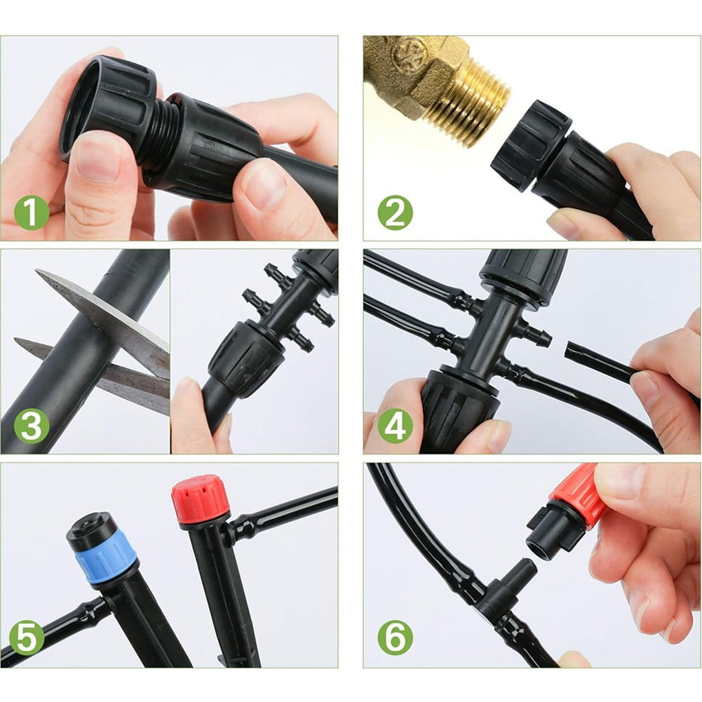 RichLink Irrigation System Greenhouse Watering Systems 1/4in Diy Auto Drip Irrigation Kit,30m