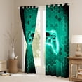 thumbnail image 3 of Homewish Teal Gamer Blackout Curtains Set of 2 (52x84 Each) for Adults Female Men,Video Game Window Curtains,Geometric Hexagon Honeycomb Curtains and Drapes,Super Cozy Room Decor, 3 of 6