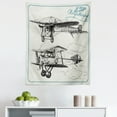 thumbnail image 1 of Nostalgic Tapestry, Classic Nostalgic Planes Aircraft Propeller in the Sky Fast Travel Wings Sketch, Fabric Wall Hanging Decor for Bedroom Living Room Dorm, 5 Sizes, Blue Black, by Ambesonne, 1 of 1