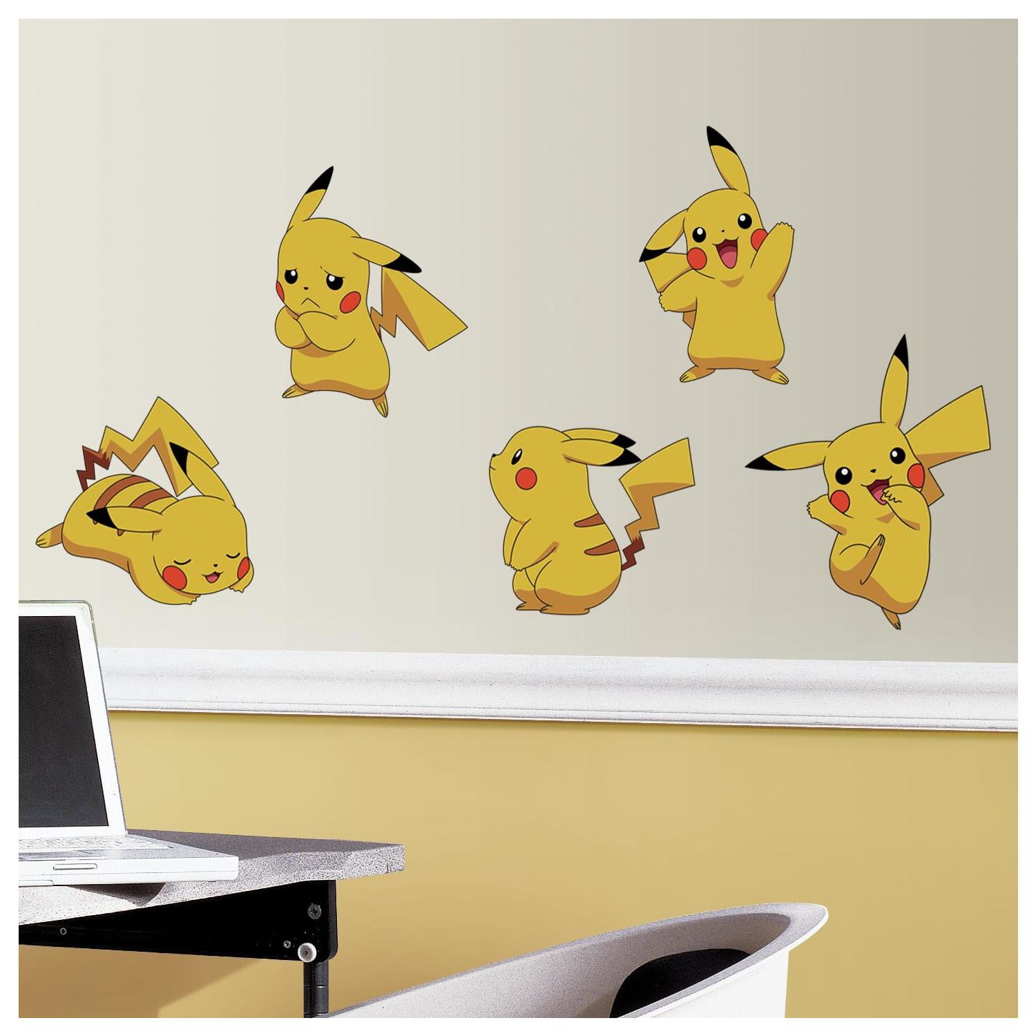 POKEMON PIKACHU Peel & Stick WALL DECALS Kids Room Decor POKEBALLS