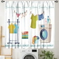 thumbnail image 4 of Laundry Room Curtians, Wash Dry Fold Repeat Rod Pockets Rural Country Farmhouse Laundry Drapes Treatments for Kitchen Living Room Bathroom Windows 2 Panel,84X84 Inch, 4 of 6