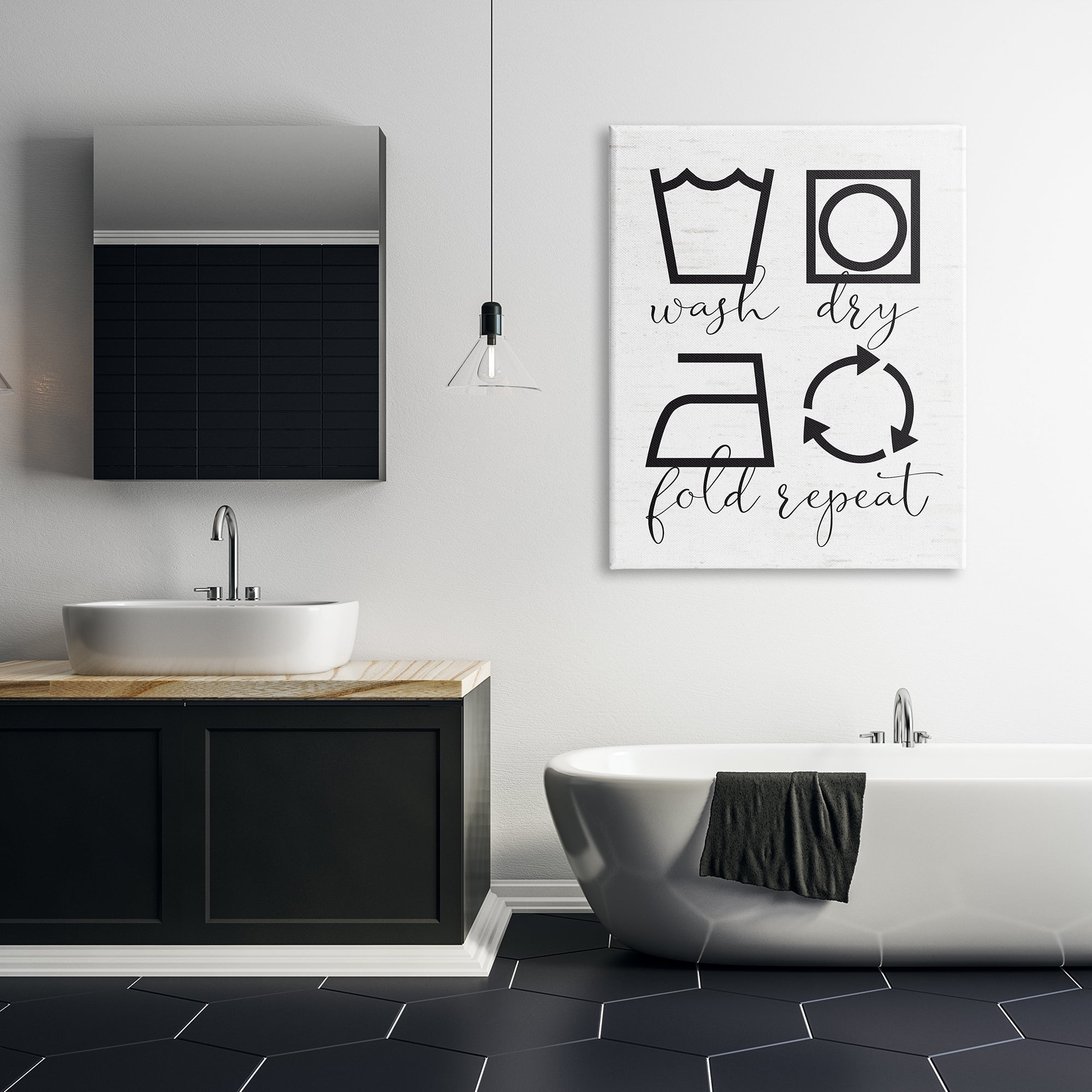 Stupell Industries Helpful Laundry Symbol Calligraphy Guide Chart Graphic Art Gallery Wrapped Canvas Print Wall Art, Design by Lettered and Lined