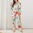 thumbnail image 3 of Kll Christmas And New Year Print Women'S Long Sleeve Pajamas With Pants Sleepwear Loungewear 2 Set-Small, 3 of 9