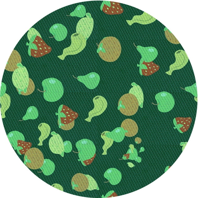 Ahgly Tapis Rond Lavable en Machine Intérieur Transitionnel Vert Forêt Foncé, 6 Pieds Rond