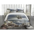 thumbnail image 2 of Ambesonne Ocean Quilted Coverlet 3 Pcs, Pirate Merchant Ship, Queen Size, Pale Muave Beige, 2 of 4