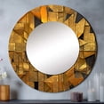 thumbnail image 1 of Designart "Fractal Tide in Gold and Black VI" Geometric Rund Mirror For Wall Decor - Large Gold Round Printed Mirror - Glam Round Mirror 36" x 36" Inch, 1 of 5