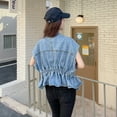 thumbnail image 3 of 2024 New Beaded Waist Slimming Loose All-Matching Sleeveless Soft Denim Women's Vests Top, 3 of 5