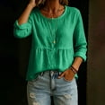 thumbnail image 4 of Uootdi Women's Tops 3/4 Sleeve Crew Neck Peplum Blouses Bohemian Casual Style Linen Blend Lightweight Breathable Relaxed Fit Shirts Gift, 4 of 6