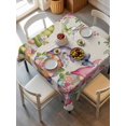 thumbnail image 6 of Watercolor Floral Gnomes Table Cloth, Waterproof Tablecloth for Square Tables, Spring Garden Butterflies Beige Reusable Washable Fabric Table Cover for Restaurant Kitchen Dining Tables 60"x60", 6 of 9