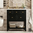 thumbnail image 2 of Bathroom Vanity 30", Ceramic Sink, Solid Wood Frame, 5 Drawer Modern Style Cabinet 30" Cabinet, Frame Wardrobe Unit, 2 of 6
