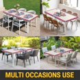 thumbnail image 5 of Independence Day Table Cloths for 5 Foot Rectangle Tables, Red Blue Flowers Patriotic Star Stripes Patio Waterproof Elastic Fitted Tablecloths, Washable Rectangular Table Cover for Camping, 5 of 8