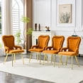 thumbnail image 4 of Set of 2 Orange Puffy Bubble Chair Ball Chain Chair Velvet Dining Chairs with Gold Legs, Upholstered Accent Chairs with Armrests for Dining Room & Kitchen, 4 of 9