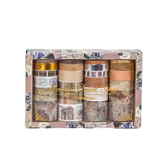 Retro Washi Tapes 24-Roll Set for Scrapbooking, Diary and School Projects Widths, 2m Each