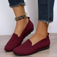 thumbnail image 2 of Loafers for Women Knitted Mesh Moccasins Flat Shoes Comfortable Slip on Casual Breathable Walking Shoes Red Size 7.5, 2 of 5